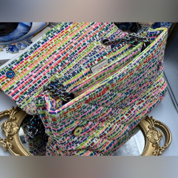 🆕 KURT GEIGER LONDON 🧿 NWOT Large Tweed Kensington, Multicolour Woven - Picture 11 of 15